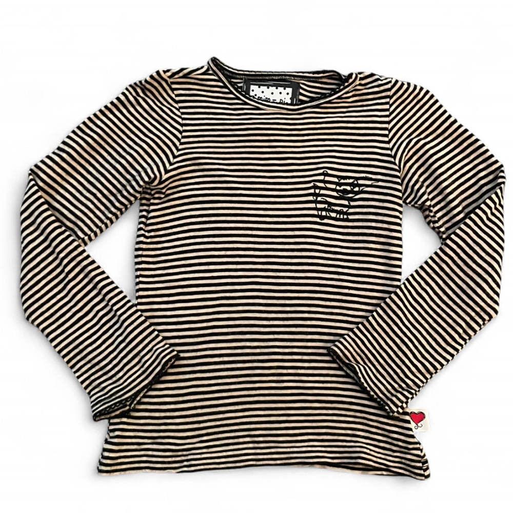 Mim-Pi Black and White Striped Long Sleeve Girls Shirt Size 3yr